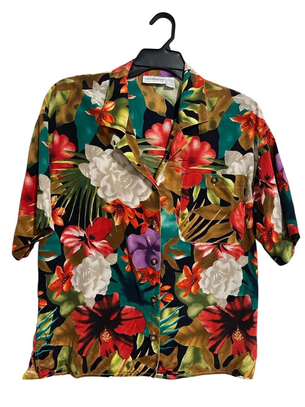 Vintage Liz Claiborne 100% Silk Floral Blouse